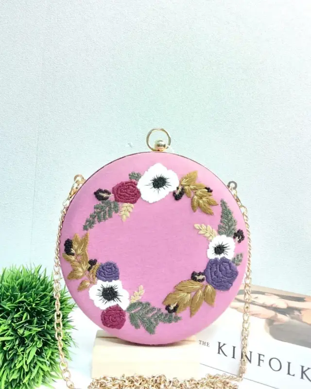 Clutch Bag Rosy Anemone Wreath