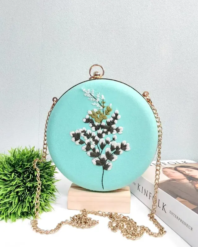 Clutch Bag Aqua Blossom Stem