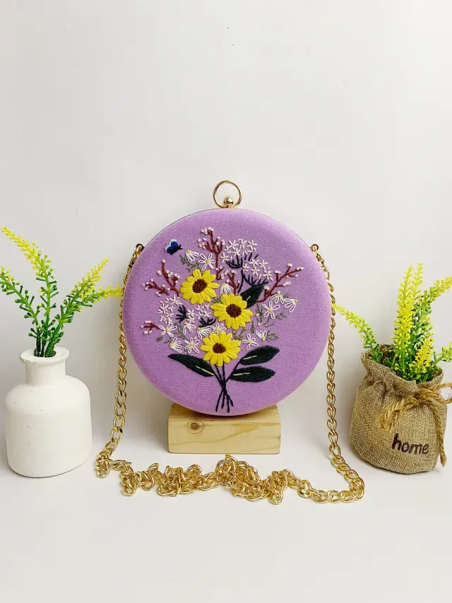 Clutch Bag Lilac Sunflower Posy