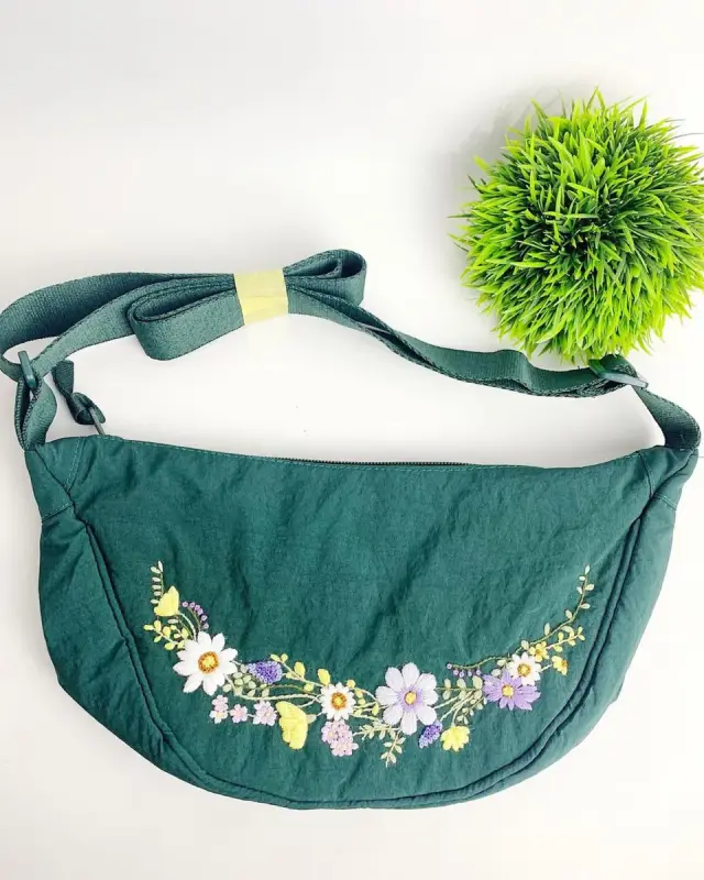 Sling Bag Colorful Wildflower Green Sling