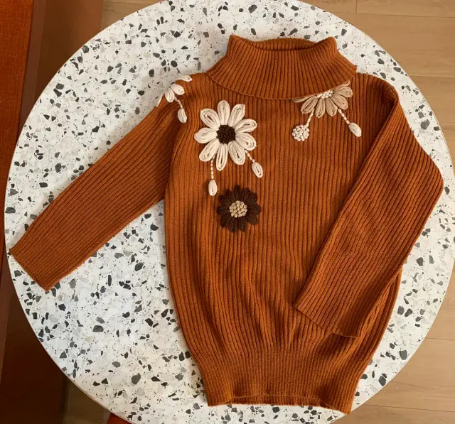 Sweater Kids Flower Teracotta
