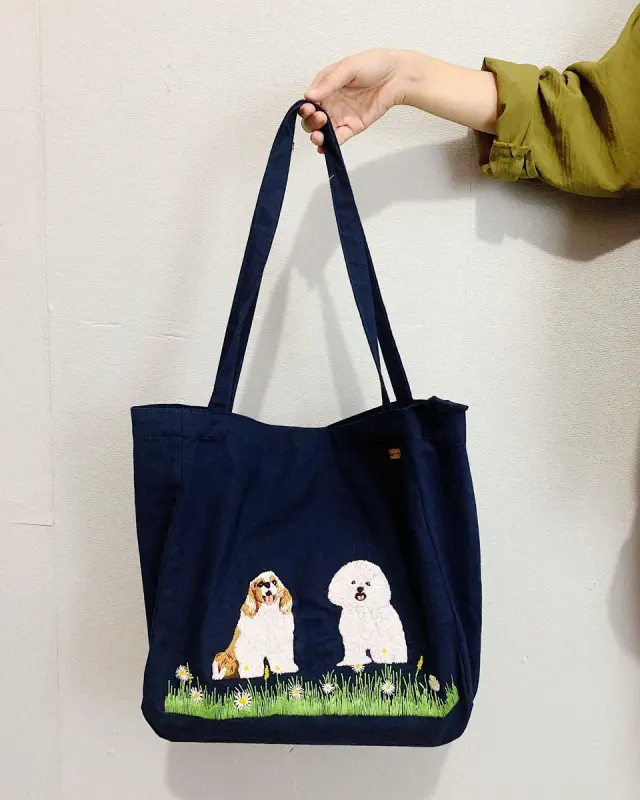 Totebag Spring Wreath Pom