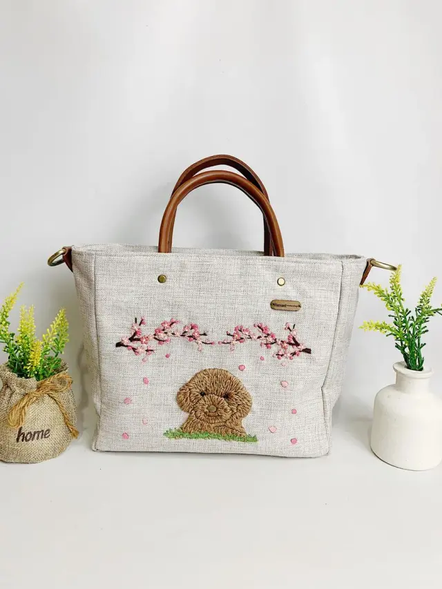 Doggy and Sakura Alizza Bag Embroidery