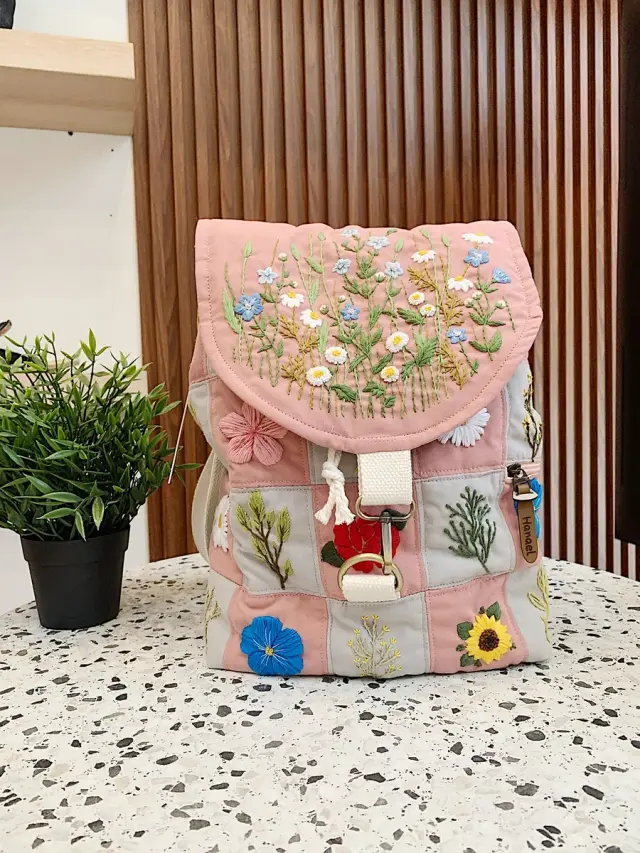 Backpack Pink Meadow Patch