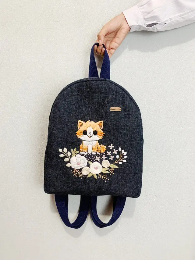 Backpack Navy Kitty Bouquet