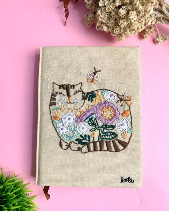 Book Floral Cat Whimsy