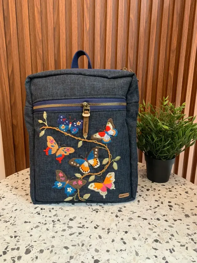 Backpack Navy Butterfly